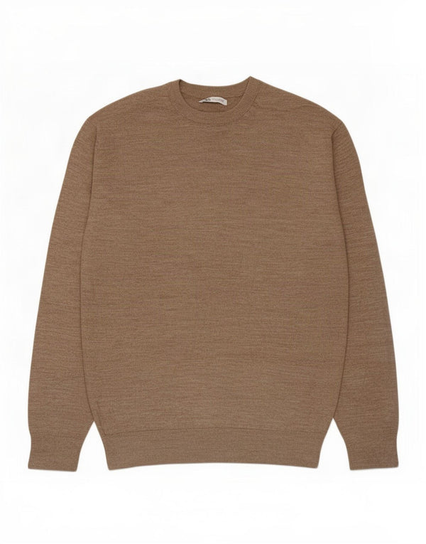 Maglione maglione girocollo da uomo Zara in acrilico marrone medio
