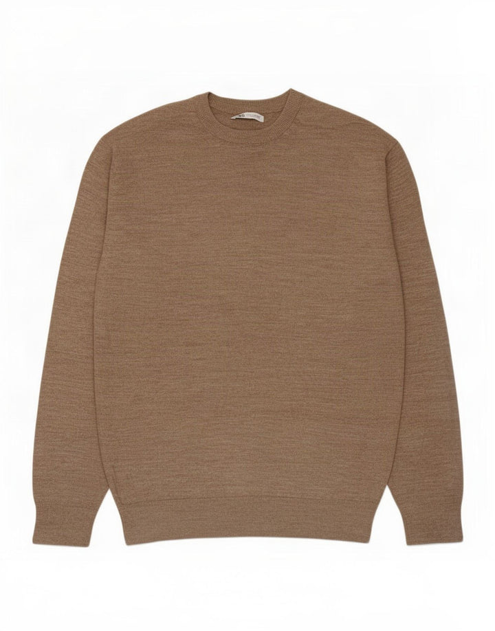 Maglione maglione girocollo da uomo Zara in acrilico marrone medio