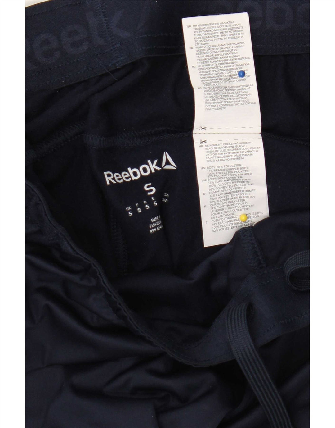 Pantaloni da tuta da uomo Reebok Small in poliestere blu navy