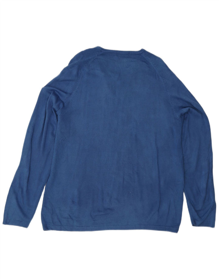 Marks & Spencer Maglione da uomo con scollo a V autografo grande acrilico blu