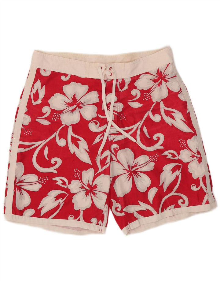 Pantaloncini da bagno da uomo Sundek grandi in poliestere floreale rosso
