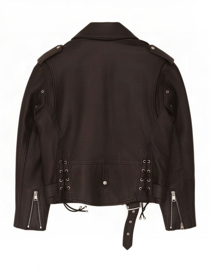 Bomb Boogie Giacca da motociclista in pelle da uomo UK 40 Large Nera