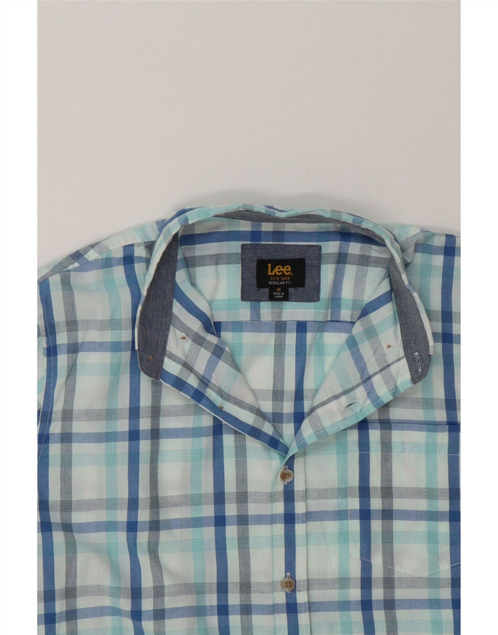 LEE Mens Regular Fit Short Sleeve Shirt Medium Blue Check Cotton Vintage Lee and Second-Hand Lee from Messina Hembry 