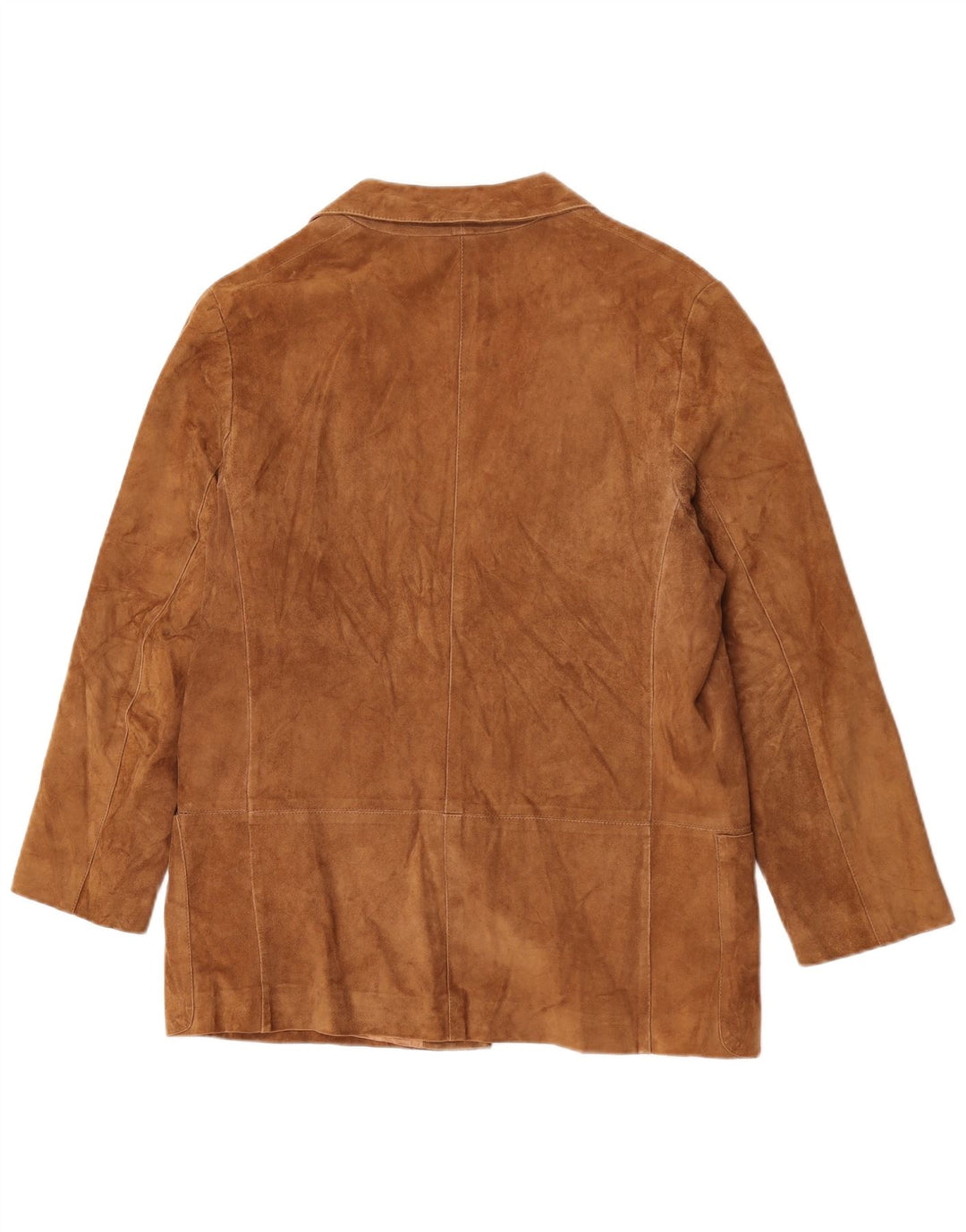 Giacca blazer vintage da uomo in pelle scamosciata a 1 bottone UK 36 piccola marrone