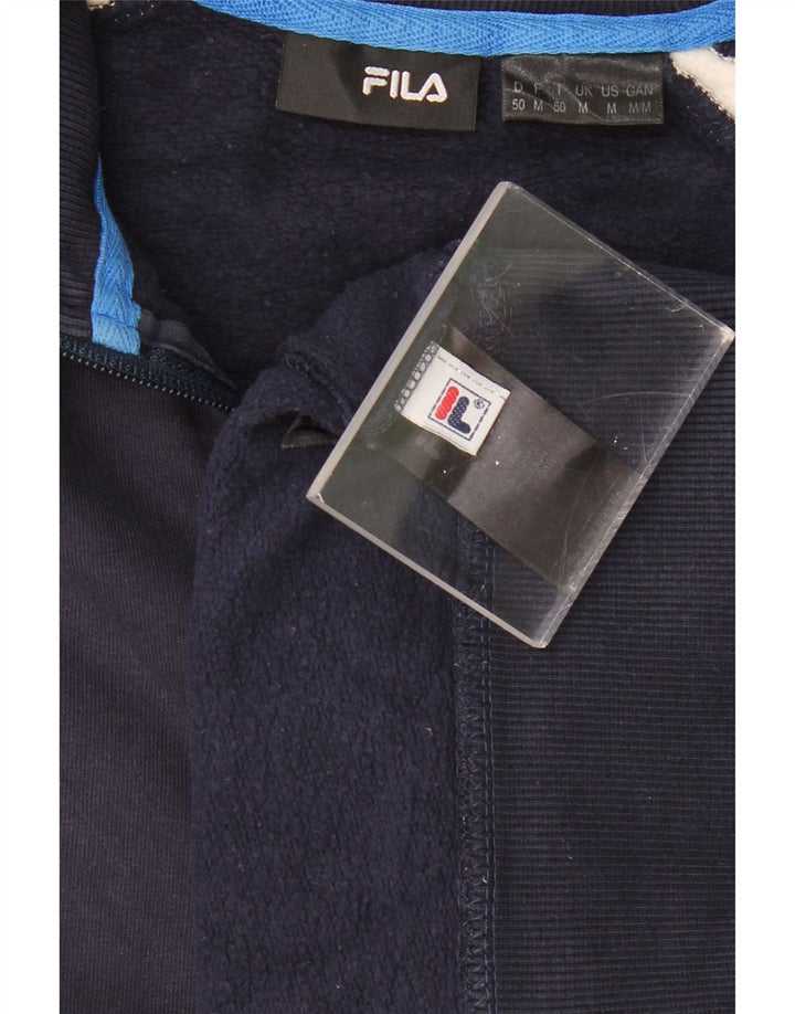Felpa da uomo FILA con zip e collo, maglione medio, blu navy, color block