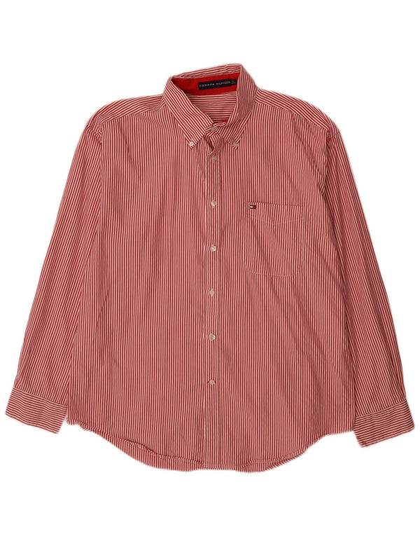 Camicia da uomo Tommy Hilfiger XL in cotone gessato rosso