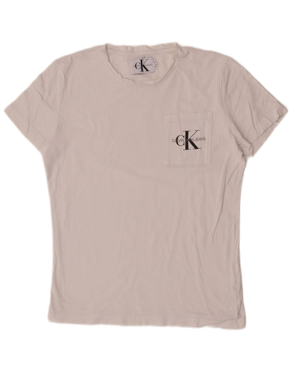 T-shirt regolare a maniche corte da uomo Calvin Klein Jeans bianco medio