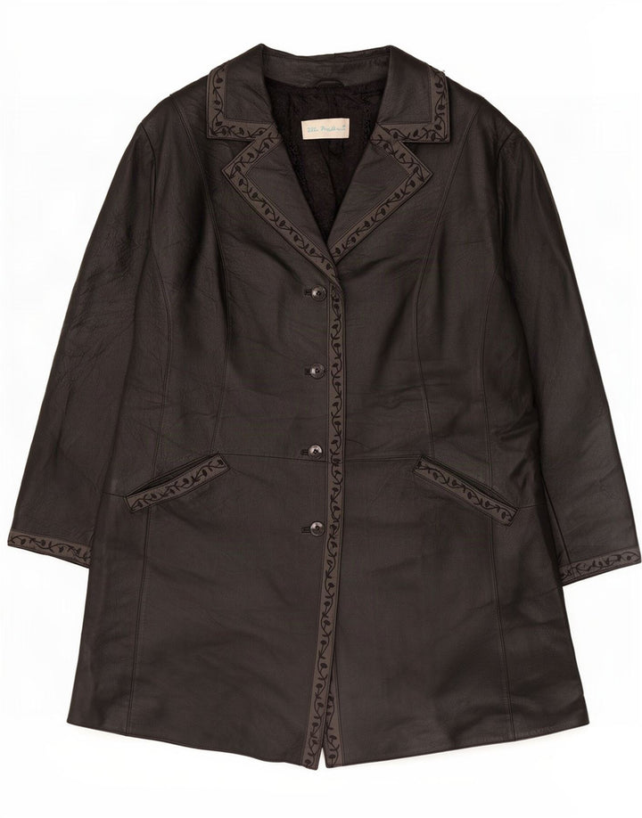 Cappotto in pelle da donna Ulla Popken UK 26 5XL Nero floreale