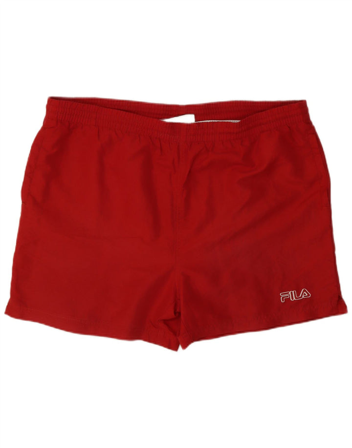 Pantaloncini da bagno da uomo Fila in poliestere rosso medio