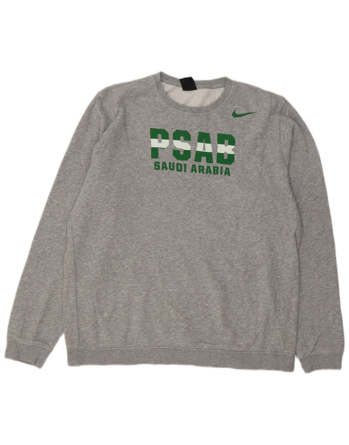 NIKE Mens PSAB Saudi Arabia Graphic Sweatshirt Jumper Large Grey Cotton