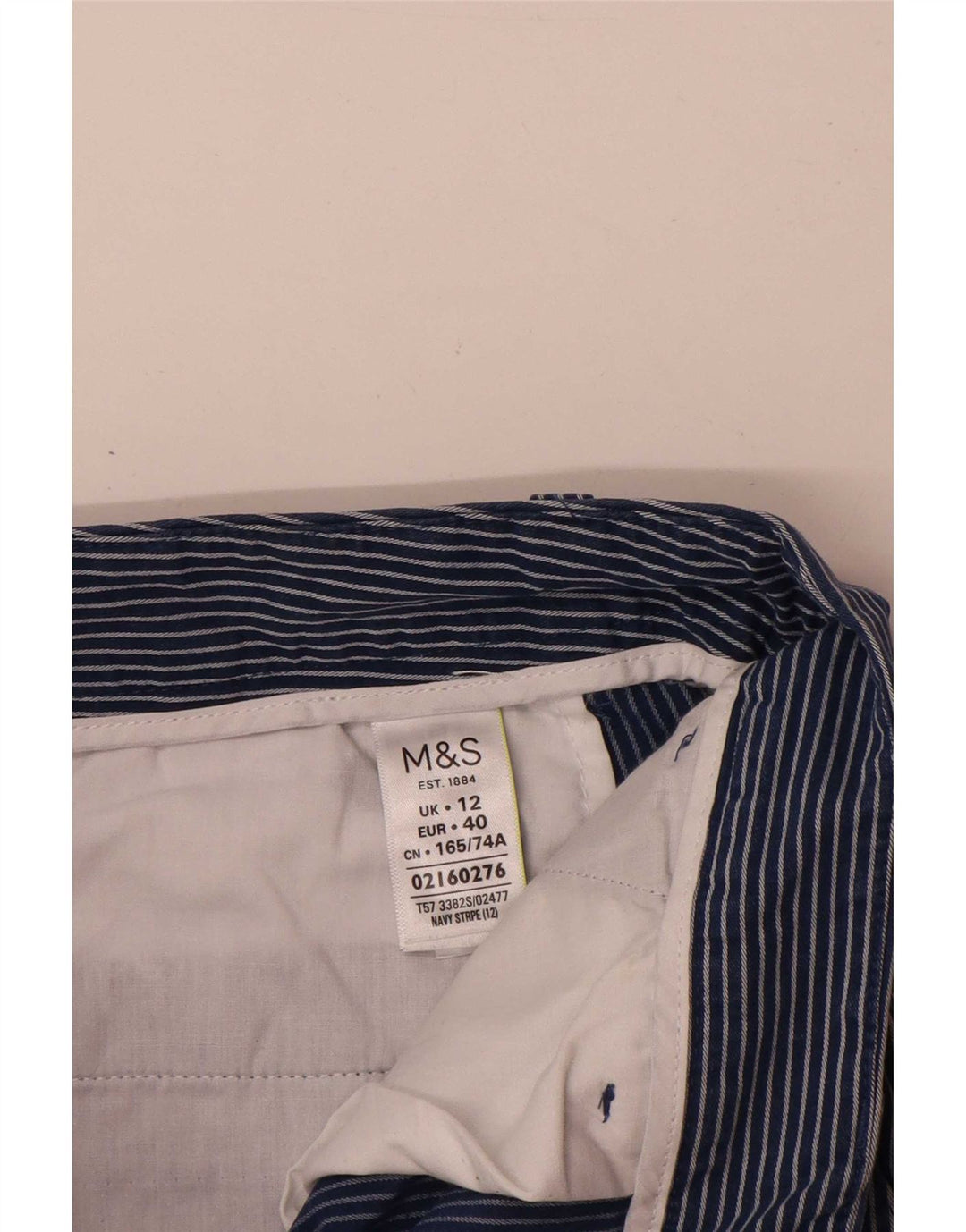 Pantaloncini chino da donna Marks & Spencer UK 12 medi W32 cotone a righe blu