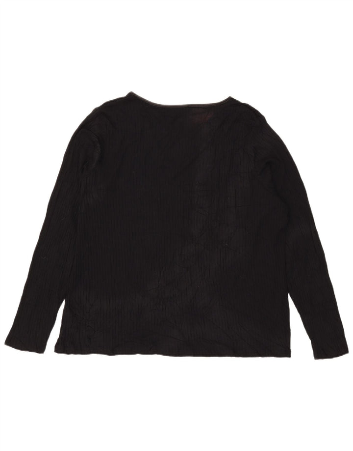 Top manica lunga da donna Marks & Spencer UK 24 4XL viscosa nera