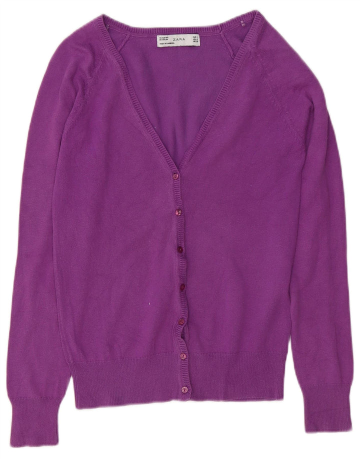 Maglione cardigan da donna ZARA UK 10 piccolo cotone viola
