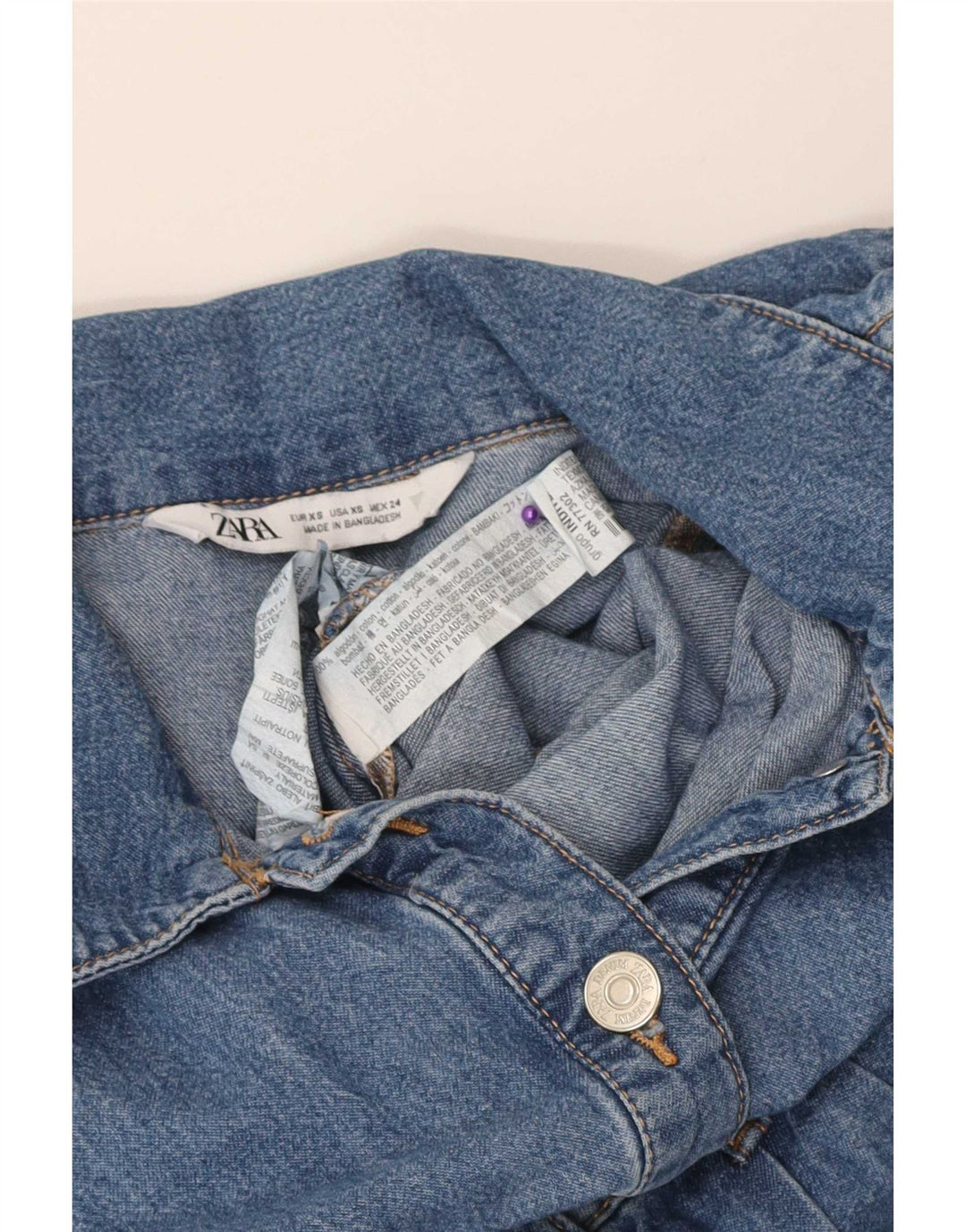 Tutina corta in denim da donna Zara UK 4 XS blu cotone