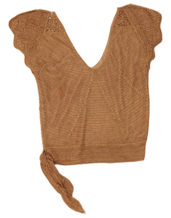 Camicetta senza maniche all'uncinetto da donna Etam UK 10 Small Beige Viscosa