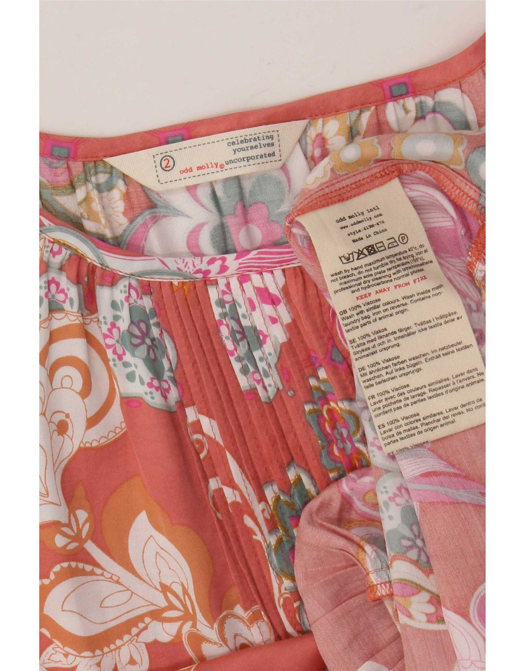 Odd Molly Camicetta oversize da donna con maniche a 3/4 taglia superiore 2 Rosa medio floreale