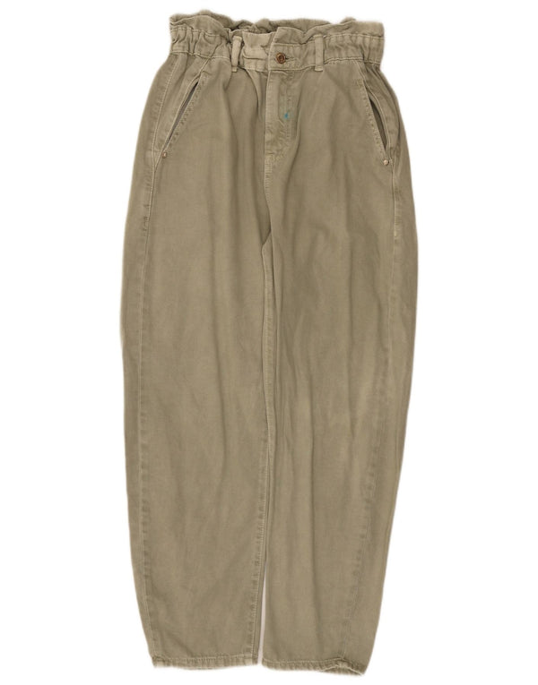 Pantaloni corti affusolati a vita alta da donna Zara EU 36 XS W26 L26 Cachi