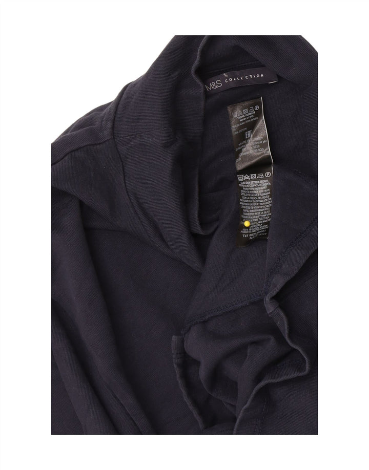 Marks & Spencer Top da donna manica 3/4 UK 12 medio cotone blu navy