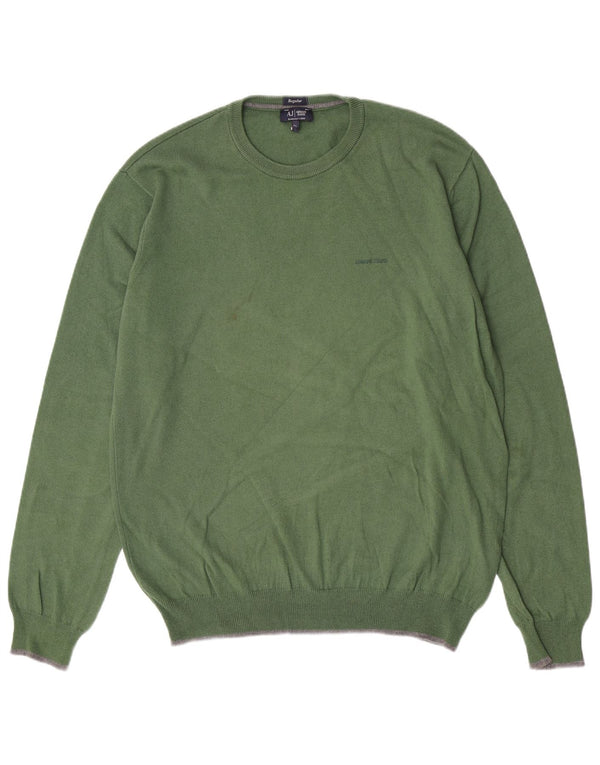 Maglione maglione girocollo da uomo vestibilità regolare Armani Jeans XL cotone verde