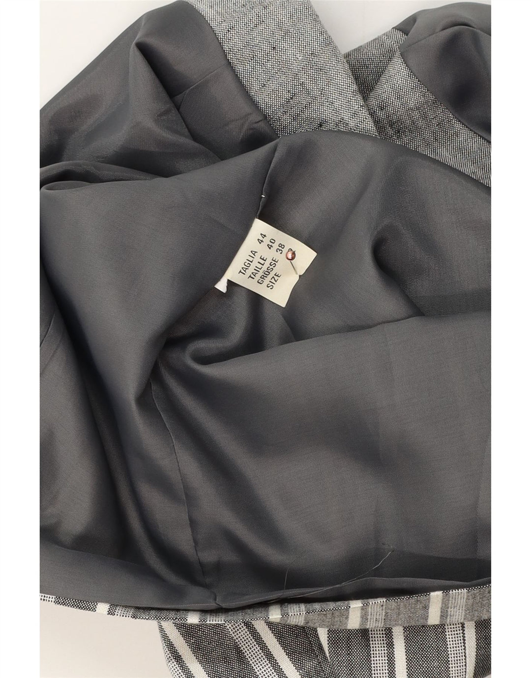 Giacca blazer vintage da donna a 1 bottone corto UK 12 grigio medio a righe