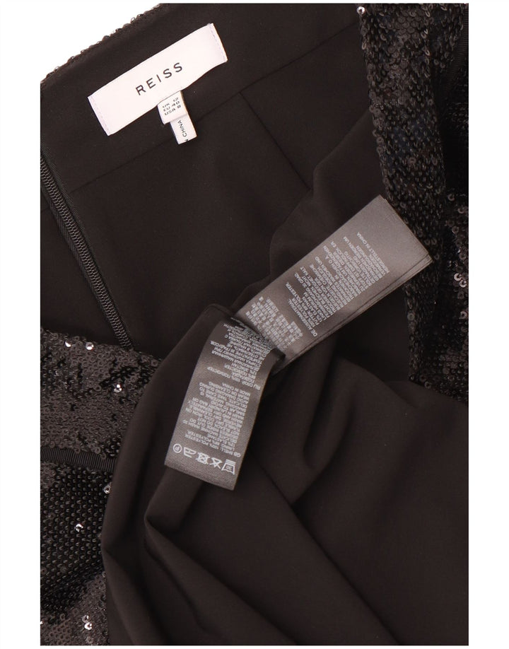 Gonna a tubino con paillettes da donna Reiss UK 12 media W30 poliestere nero