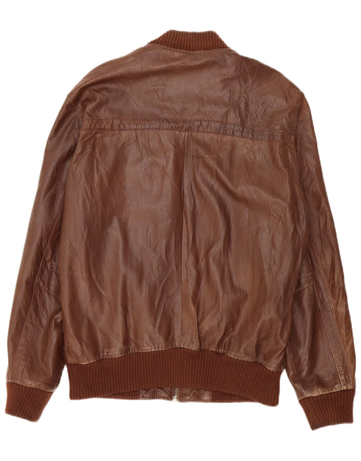PEPE Jeans Giacca in pelle da uomo UK 40 Grande pelle marrone