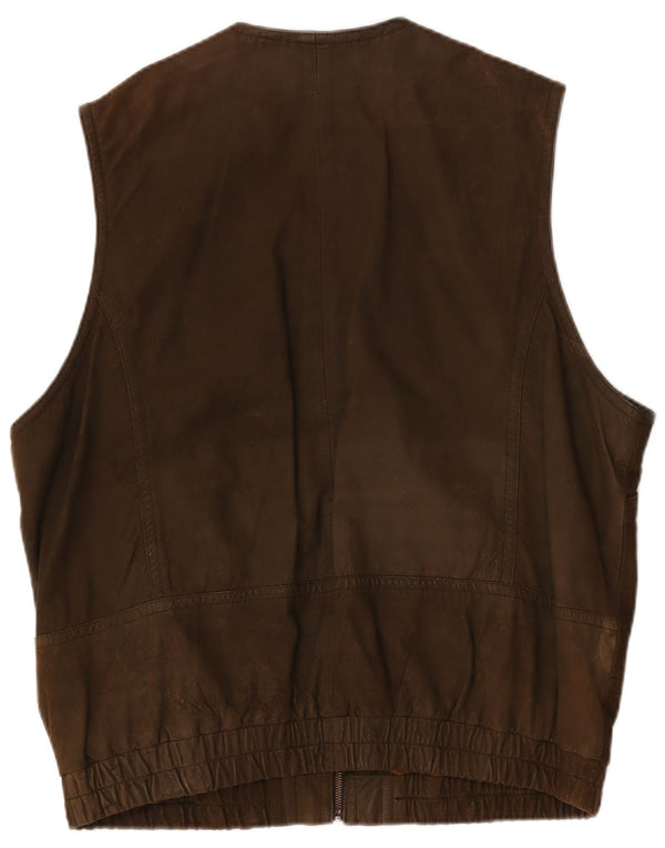 Gilet da uomo in pelle scamosciata Asgard IT 56 3XL in pelle marrone