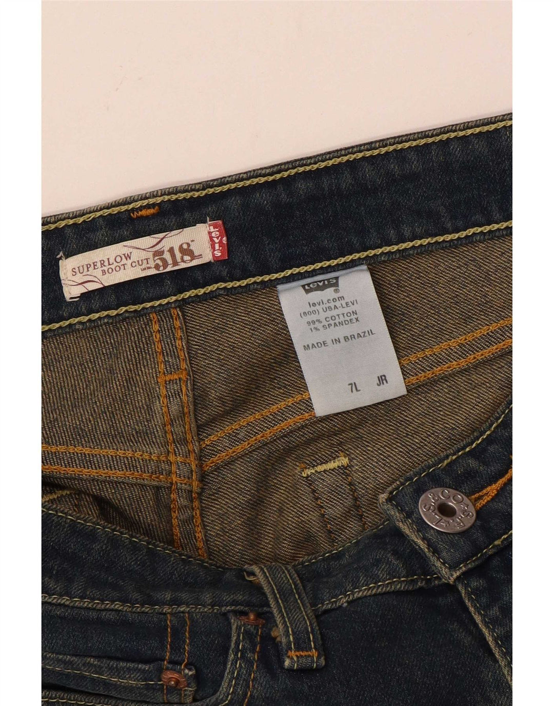 Levi's Donna 518 Jeans Bootcut Super Low US 7 Medio W30 L32 Cotone Blu