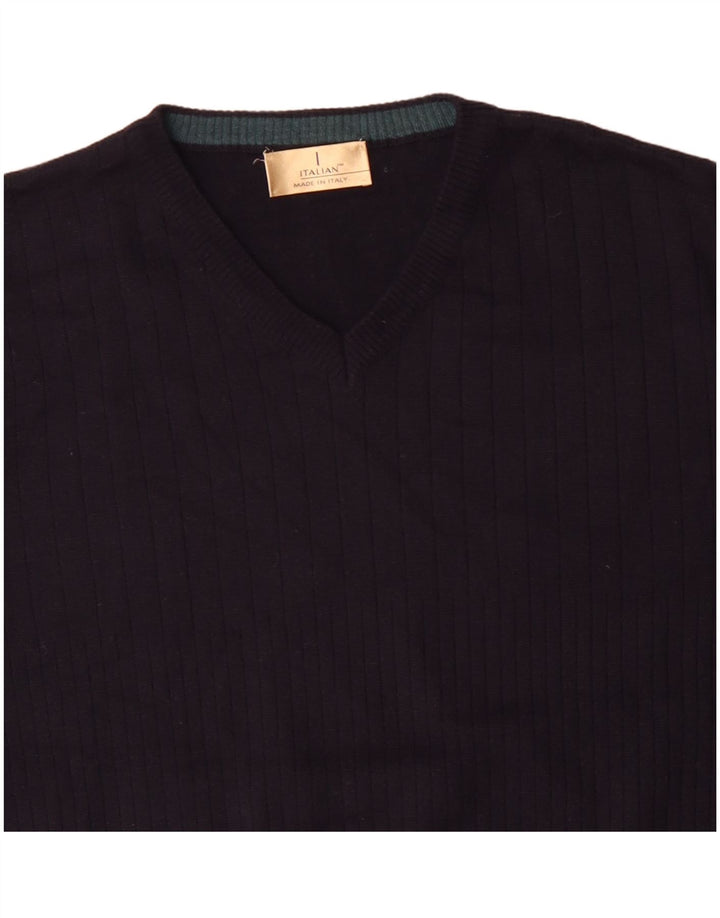 Maglione da uomo con scollo a V Marks & Spencer grande in acrilico blu navy