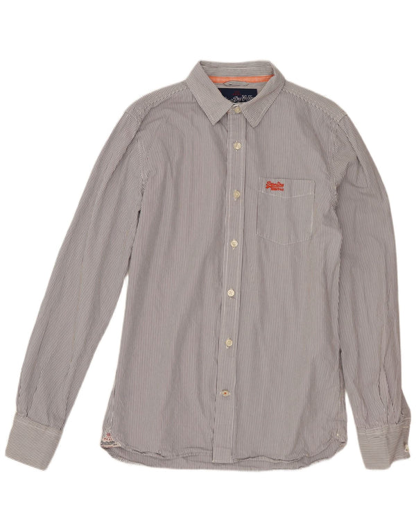 Camicia da uomo SUPERDRY grande cotone gessato grigio