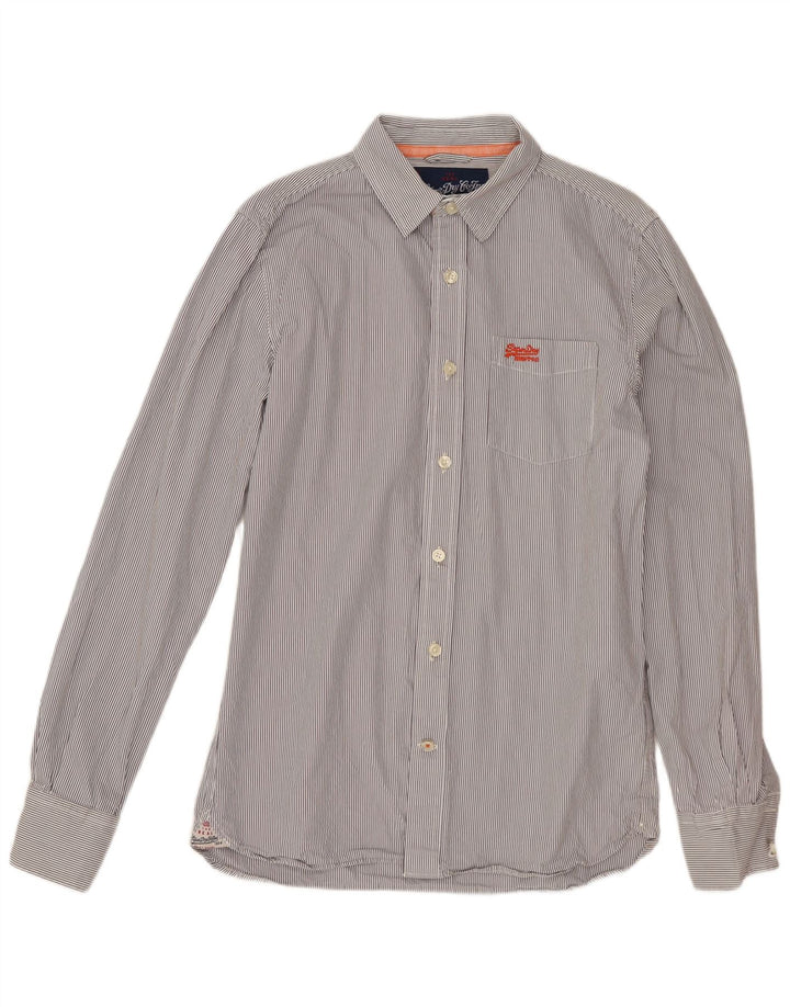 Camicia da uomo SUPERDRY grande cotone gessato grigio