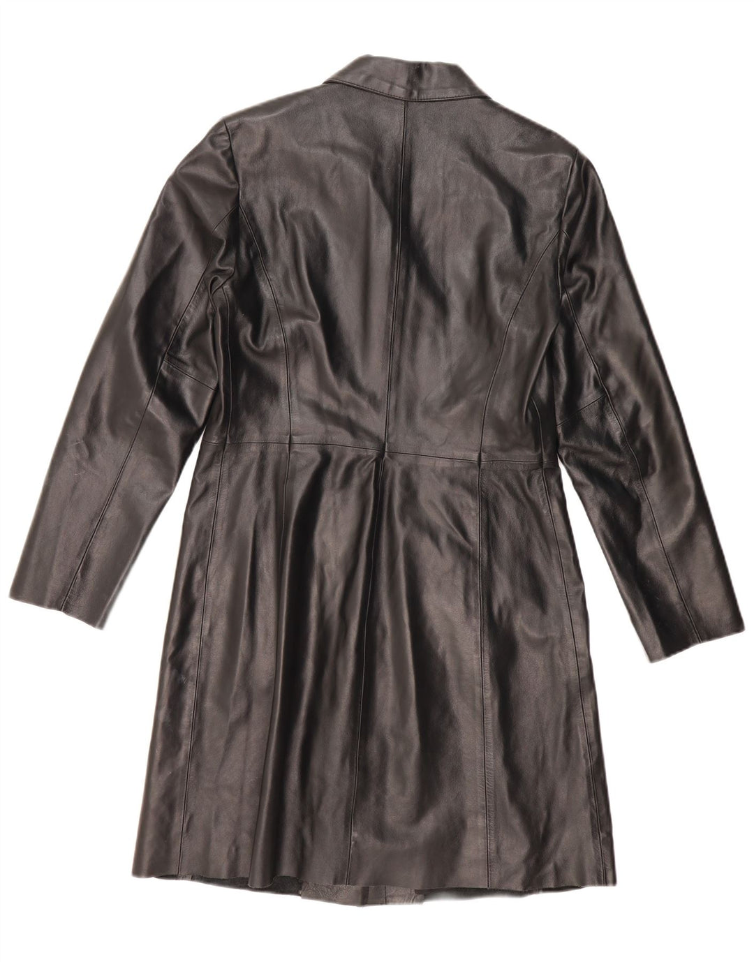 BENETTON Cappotto in Pelle Donna IT 46 Large Nero in Pelle