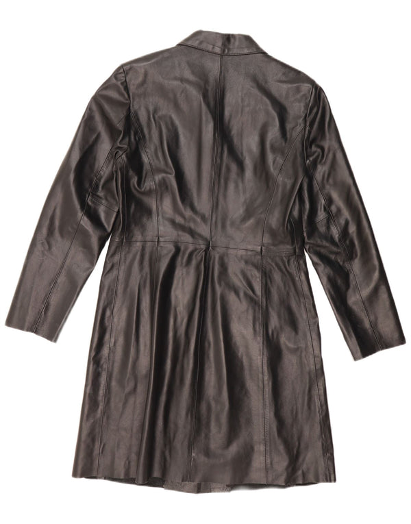 BENETTON Cappotto in Pelle Donna IT 46 Large Nero in Pelle