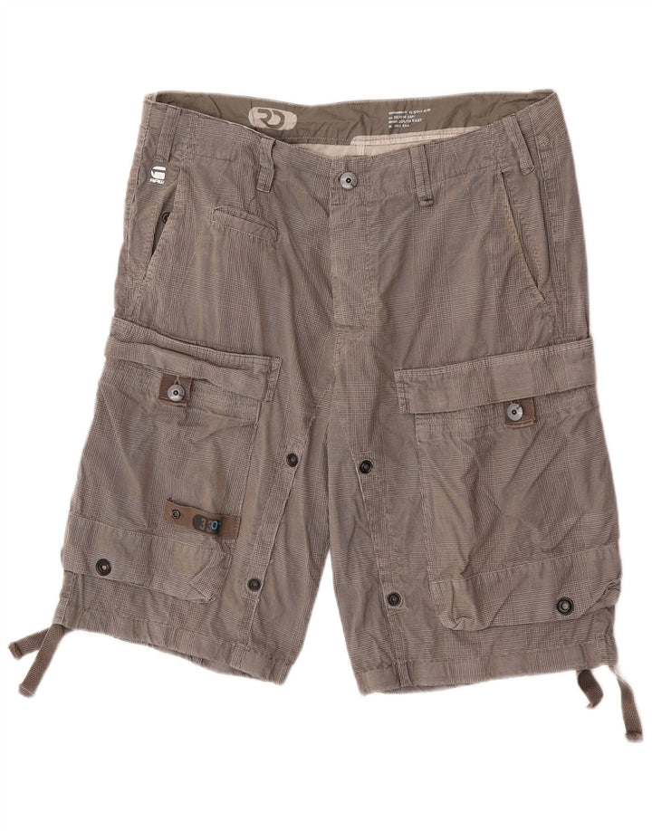 Pantaloncini cargo da uomo G-Star W34 cotone a quadri grigi grandi