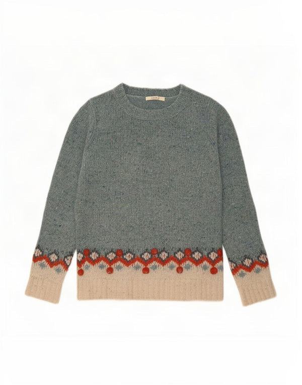 Maglione maglione con scollo a barca da donna di White Stuff UK 10 Small Blue Fair Isle
