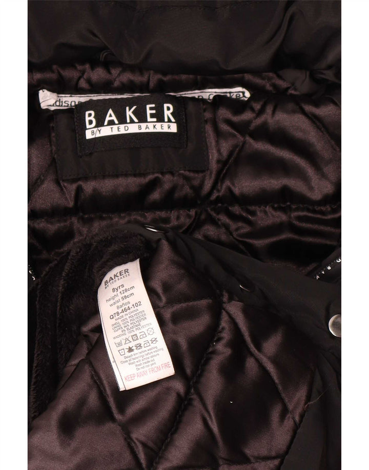 Cappotto imbottito con cappuccio grafico per ragazze Ted Baker 7-8 anni in poliestere nero