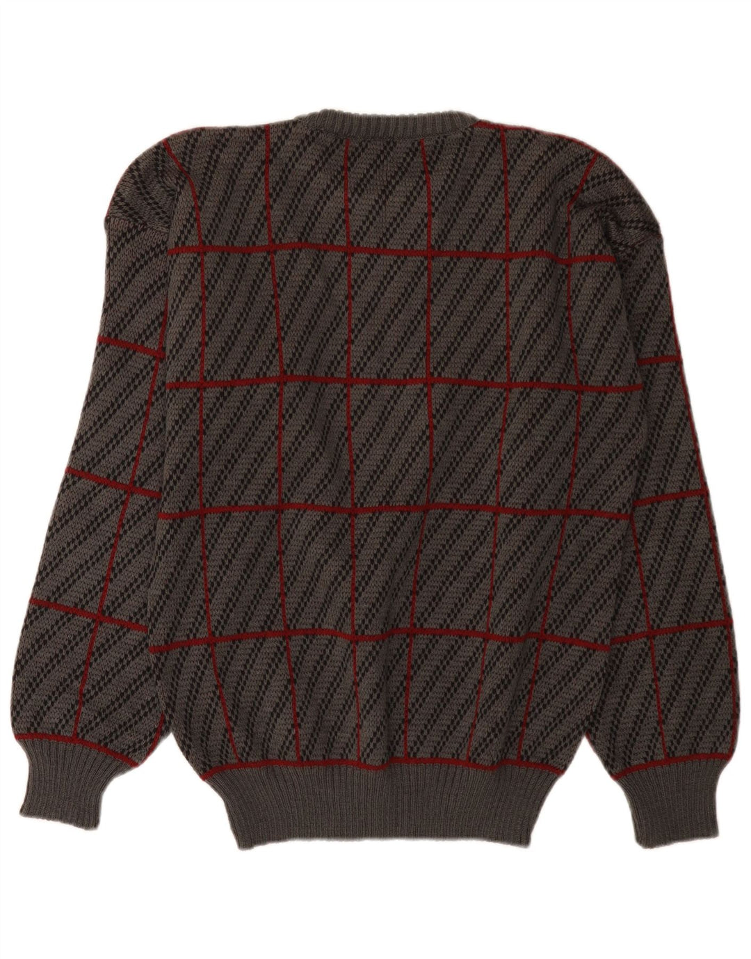 Maglione girocollo da uomo vintage IT 50 Acrilico scozzese grigio medio