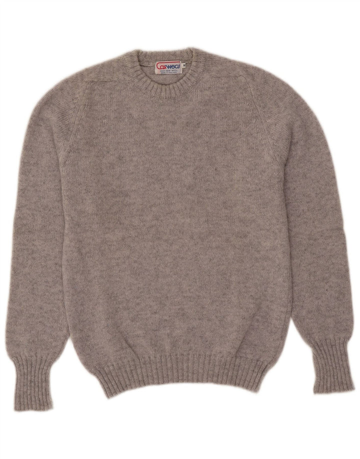Maglione vintage da uomo girocollo in lana grigio medio