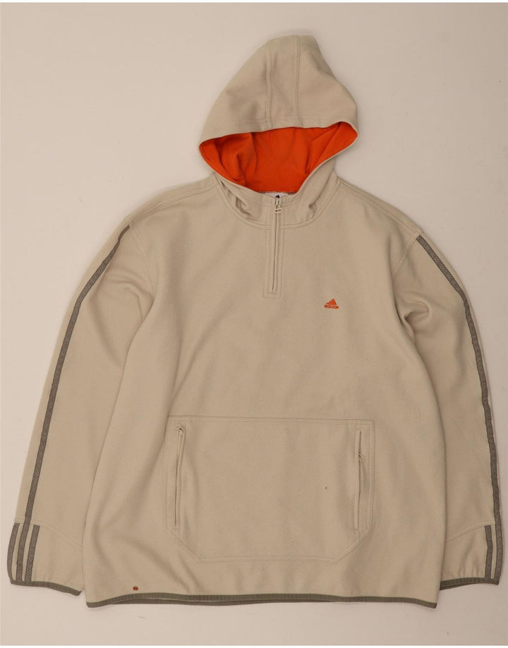 Felpa con cappuccio da uomo Adidas con zip e collo XL in poliestere beige