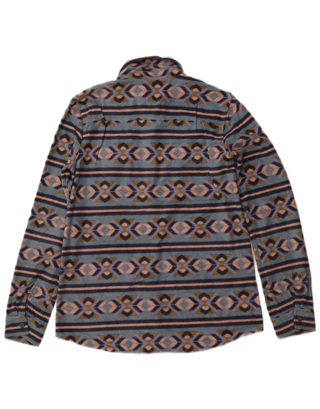 Camicia in pile da donna EDDIE BAUER UK 12 Poliestere Fair Isle blu medio