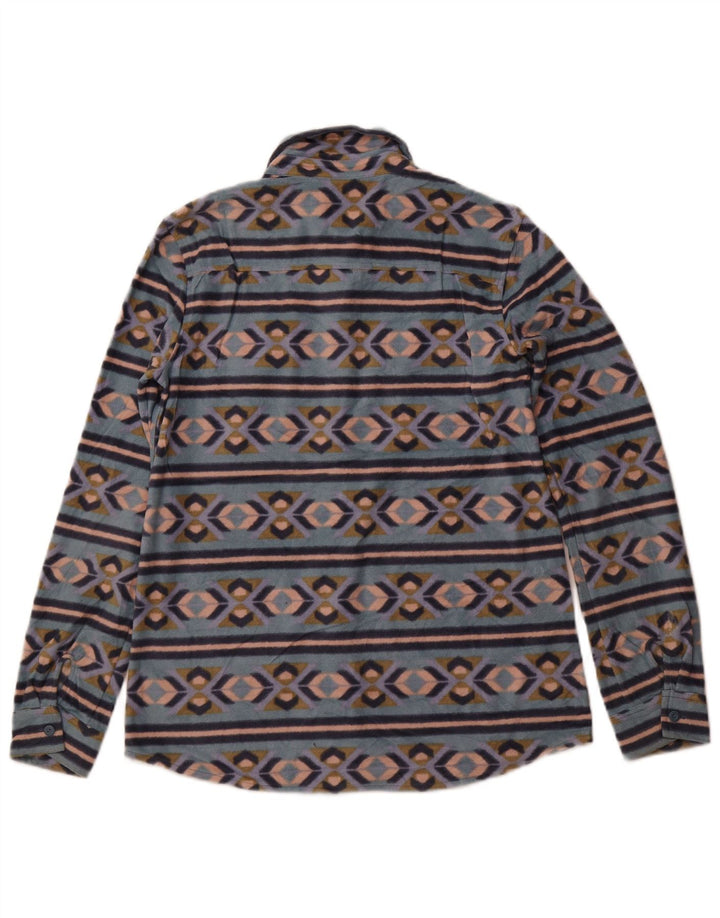 Camicia in pile da donna EDDIE BAUER UK 12 Poliestere Fair Isle blu medio