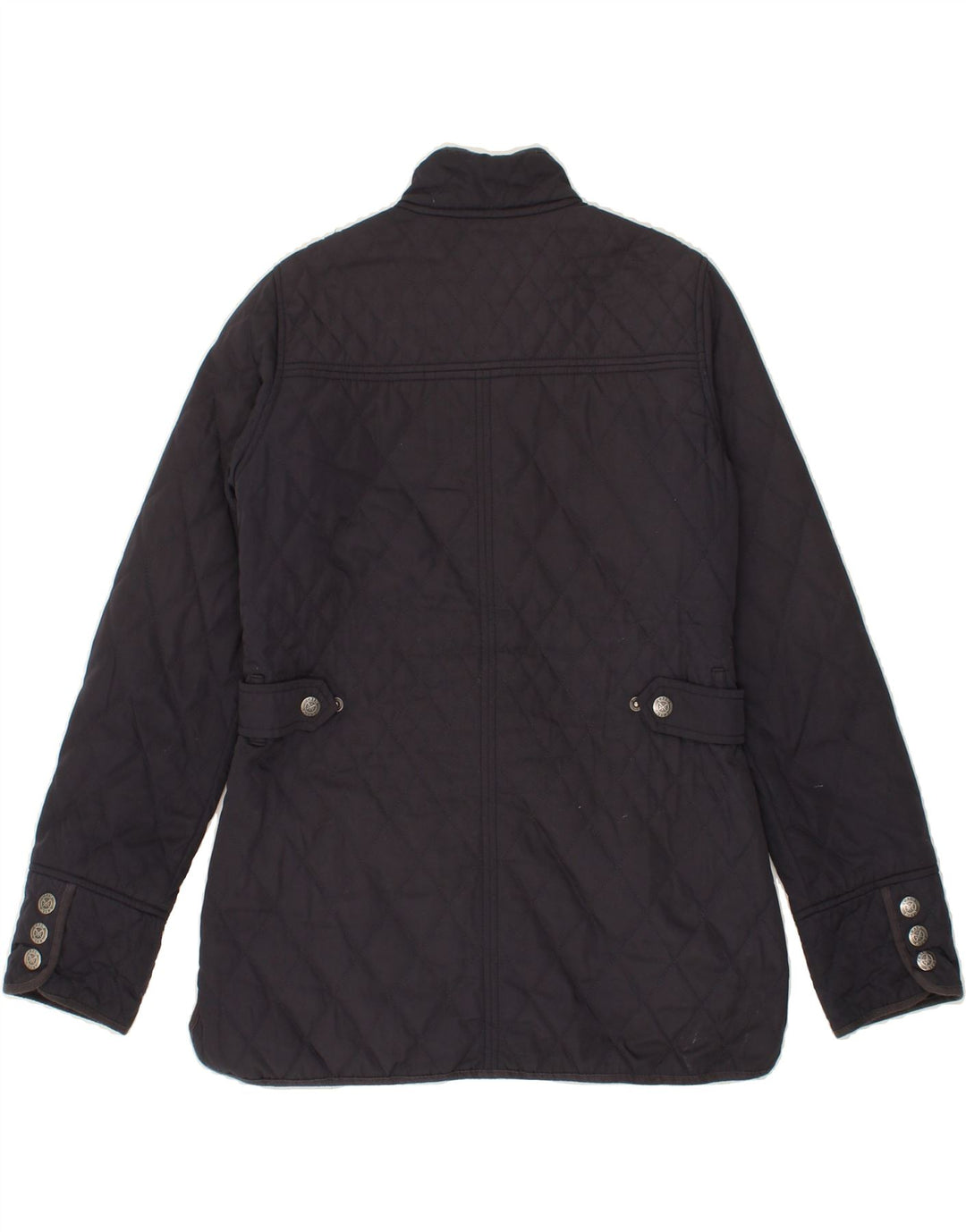 CREW CLOTHING Womens Quilted Jacket UK 10 Small  Navy Blue Polyester Vintage Crew Clothing and Second-Hand Crew Clothing from Messina Hembry 