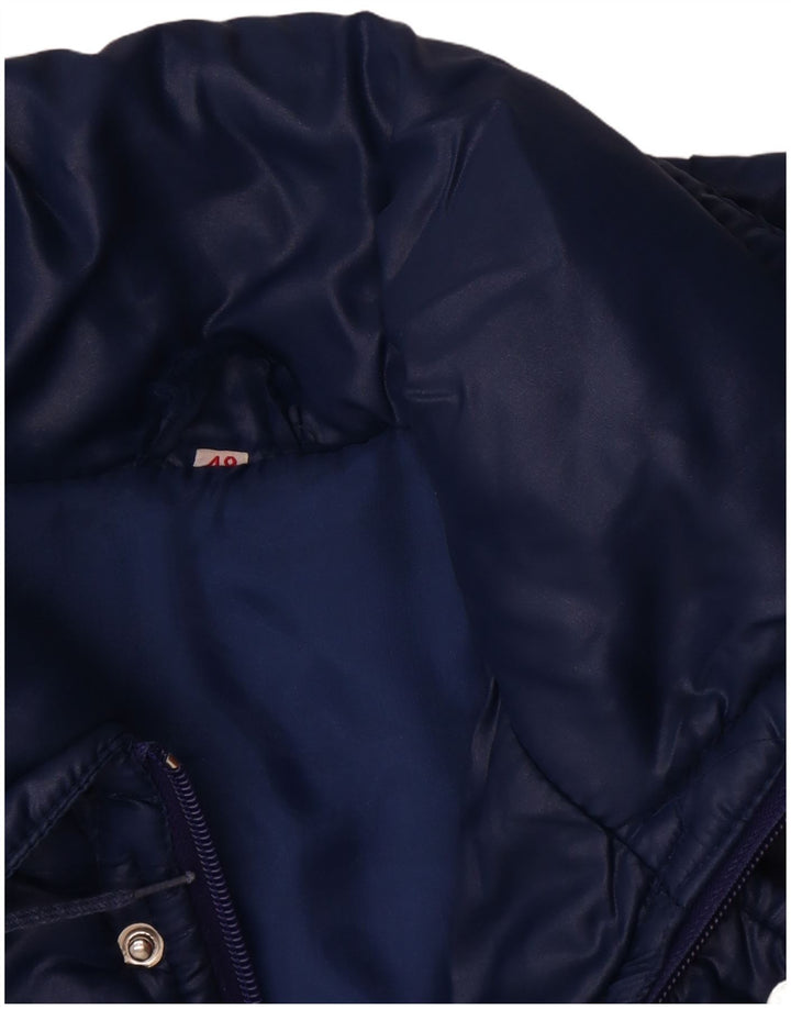 Giacca imbottita con cappuccio vintage da uomo IT 48 medio blu navy in poliammide