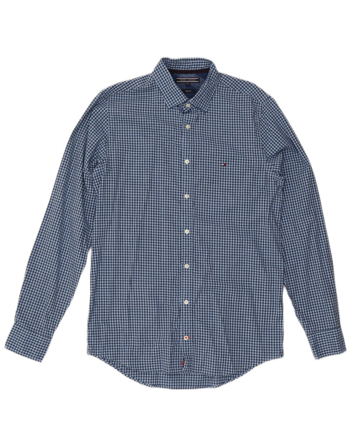 Camicia slim fit da uomo Tommy Hilfiger in cotone a quadretti blu medio