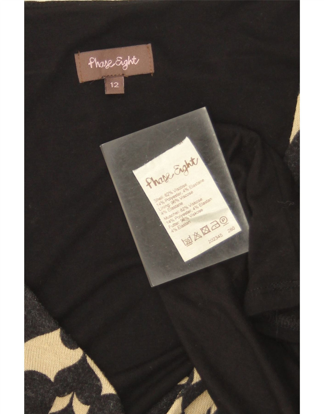 Abito tubino a maniche lunghe da donna Phase Eight UK 12 Medio Nero geometrico