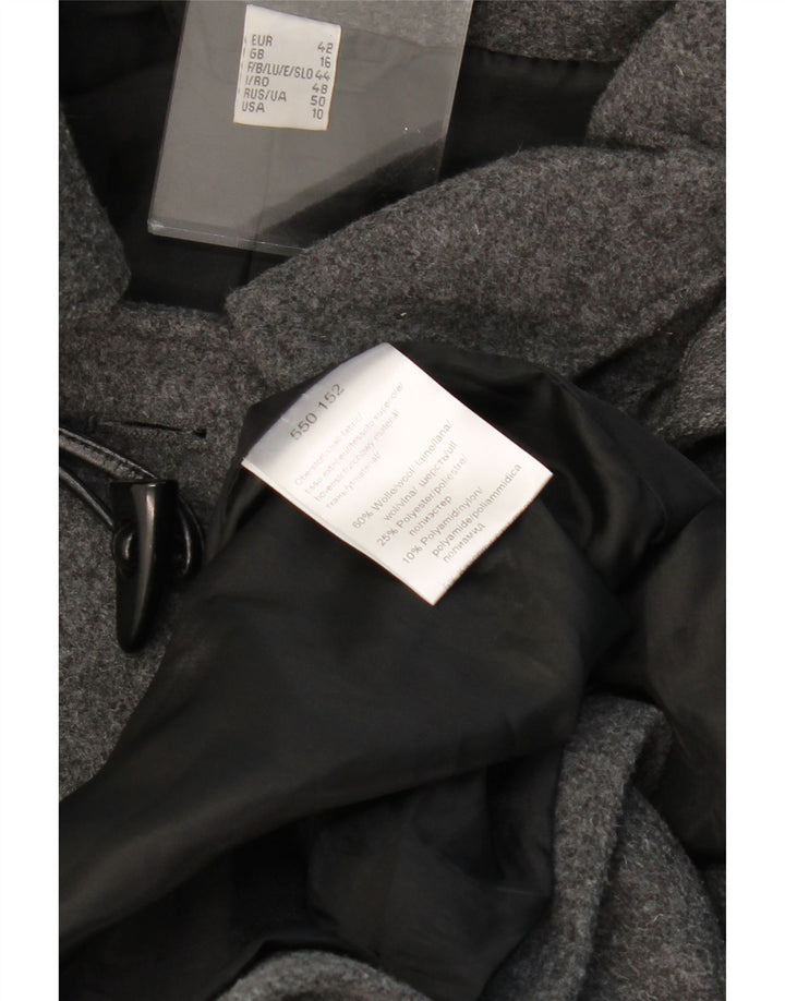 Montgomery con cappuccio da donna VINTAGE UK 16 grande lana grigia