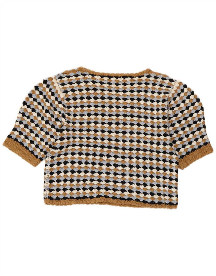 Maglione ZARA da donna con scollo a barca corto UK 14 grande multicolore