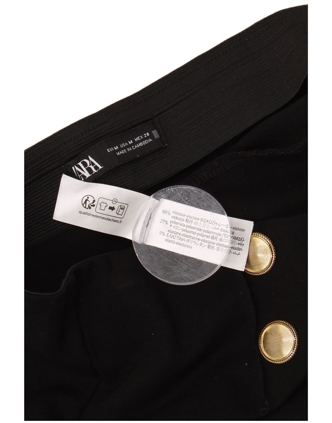 Pantaloni cropped a vita alta da donna Zara medi W28 L25 viscosa nera