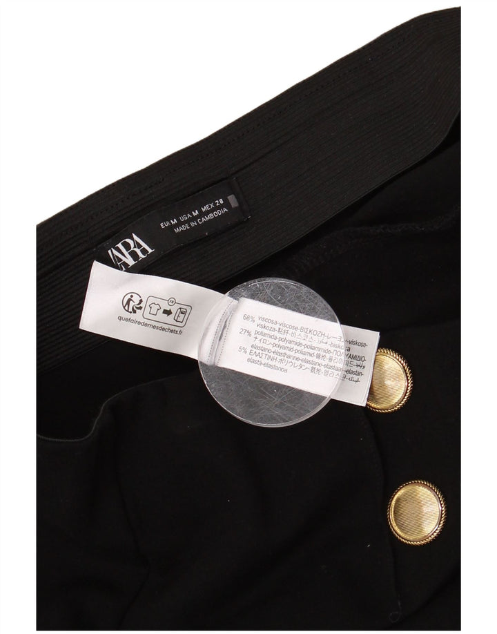 Pantaloni cropped a vita alta da donna Zara medi W28 L25 viscosa nera