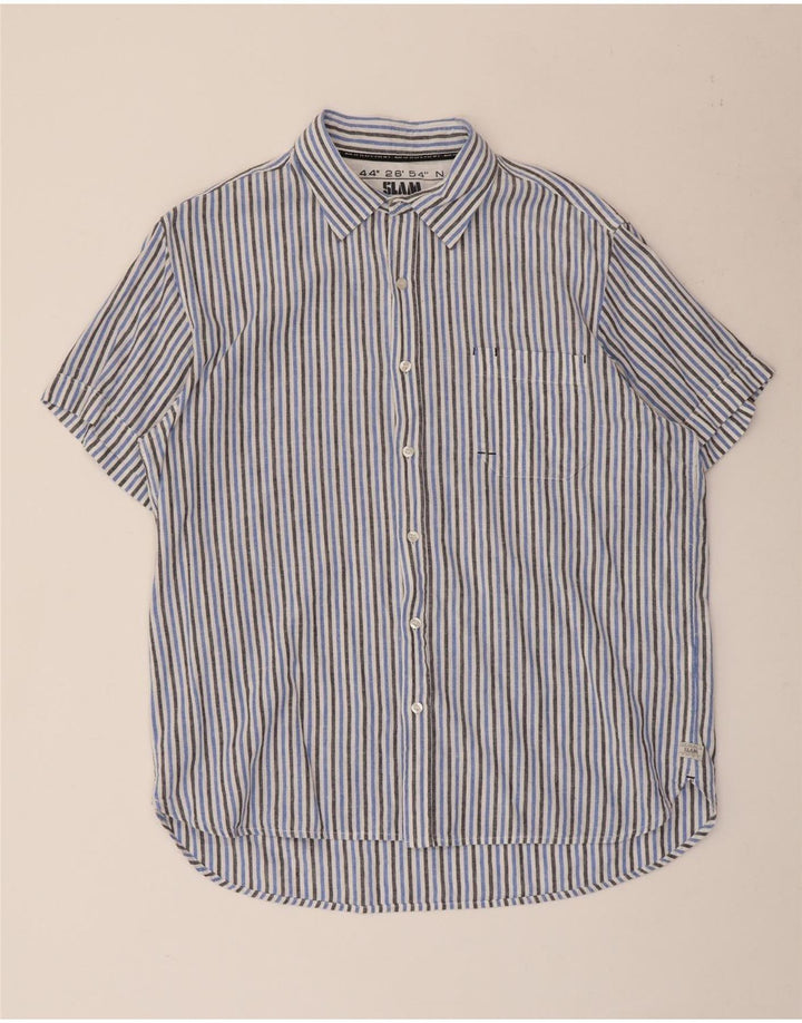 Camicia a maniche corte da uomo Slam 2XL in cotone a righe blu